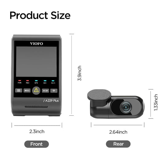 VIOFO A229 Plus 2CH Front and Rear 2K+2K HDR 5GHz Wi-Fi GPS Voice Control Dual Dash Camera with Sony STARVIS 2 Sensor