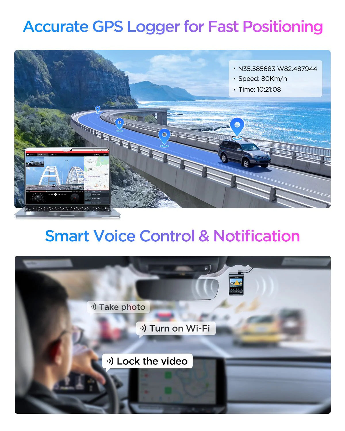 VIOFO A329S 3CH First 4K 30FPS Front+2K Wide 210° FOV Fisheye Cabin+2K Rear Dash Cam with STARVIS 2 Sensor 3-Channel HDR, Support SSD Storage